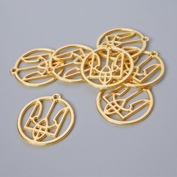 Přívěšek «Erb», rozměry 26,5 × 25 mm, otvor 1,9 mm, balení 7 ks ±, zlatý odstín kovu