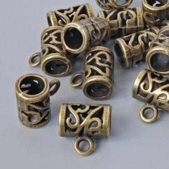 Držák poutka Bail, průměr 11×7,5 mm, otvor 2,1 mm, délka 11 mm, balení 14 ks ± bronzová barva kovu