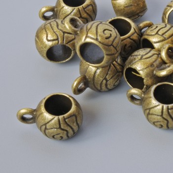 Bronzový držák poutky na šperky, rozměr 6,5×8 mm, otvor 1,6 mm, šířka 4,5 mm, délka 11 mm, balení 15 ks, bronzová barva kovu