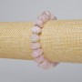 Náramek z růžového křemene, přírodní kámen – broušené rondely, průměr 10×7 mm, délka 18 cm (elastický) s kovovými vložkami