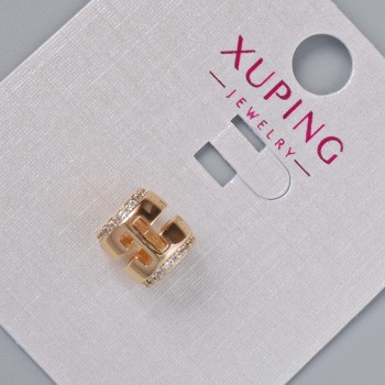 Korálek Xuping se bílými štrasovými kamínky, rozměr 8,5×8,5 mm, díra 4,7 mm, pozlacení 18K