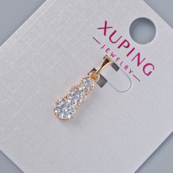 Přívěsek Xuping s bílými krystaly, průměr 15×6 mm, délka 20 mm, pozlacení 18K