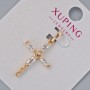 Přívěšek „Kříž“ Xuping s bílými krystaly, průměr 23,5×16 mm, délka 29 mm ±, pozlacení 18K