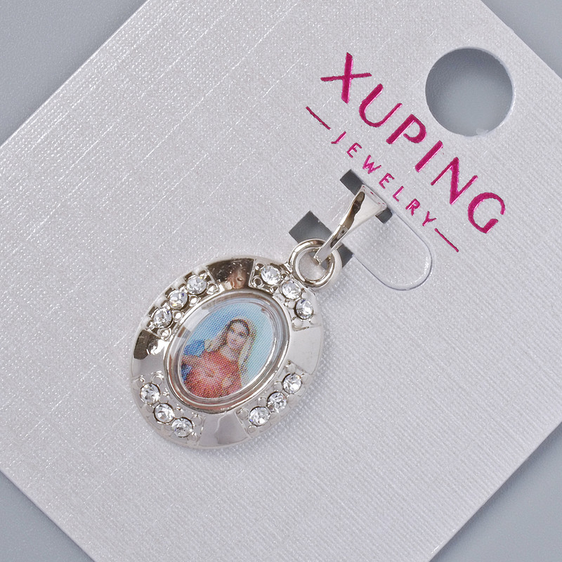Přívěšek „Ikona“ Xuping rhodiovaný se štrasami, průměr 20×13 mm ±, délka 25 mm ±