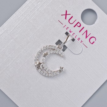 Přívěsek „Měsíc“ Xuping s bílými štrasovými kamínky, průměr cca 14×13 mm, délka cca 20 mm, rhodiovaný