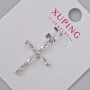 Přívěšek „Kříž“ Xuping s bílými krystaly, průměr 24×16 mm, délka 30 mm, rhodiovaný
