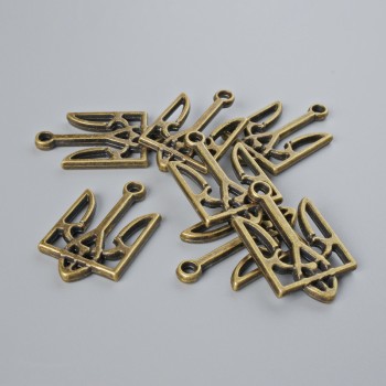 Přívěšek Erb Ukrajiny bronzový, průměr 15×25 mm, balení 7 ks, bronzová barva kovu