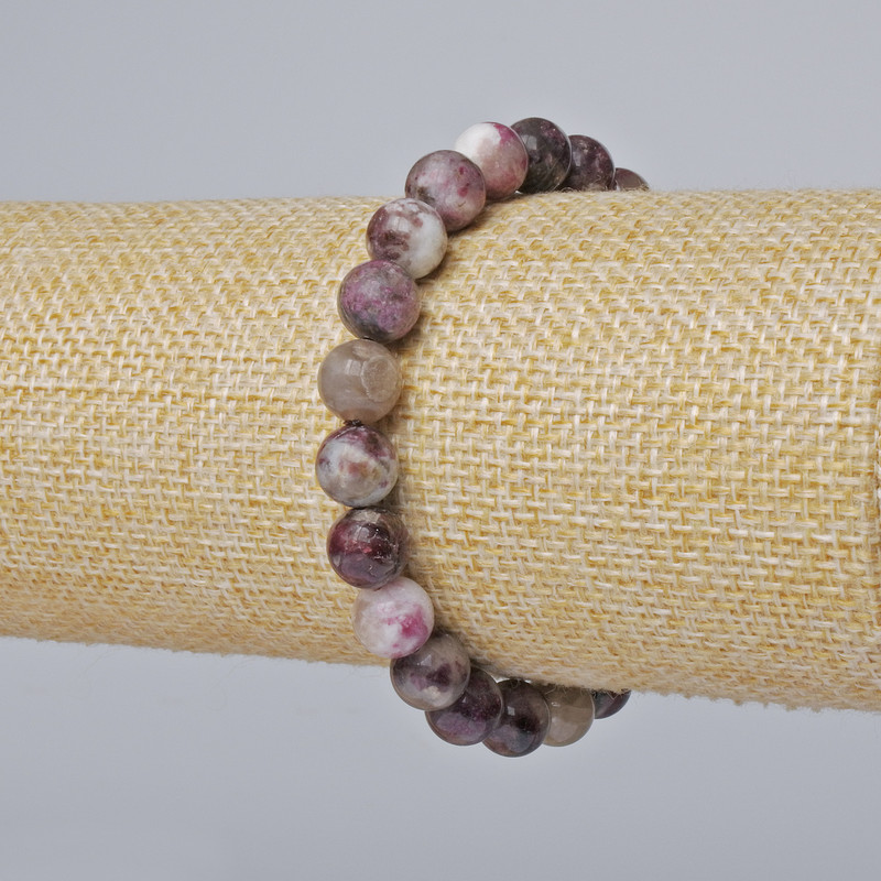 Náramek z turmalínu, přírodní kámen, hladké korálky, průměr 8 mm ±, délka 18 cm ± (elastický)