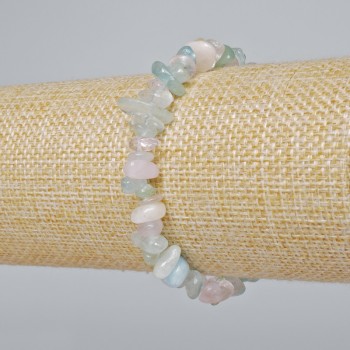 Náramek z morganitu, drobné kousky z přírodního kamene, 8×3 mm, délka 18 cm, elastický