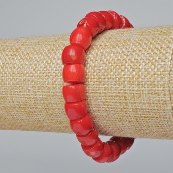 Náramek z přírodního korálu – rondelové korálky (assortment barev, střední velikost), průměr 10×8 mm, délka 18 cm (+/-) (elastický)