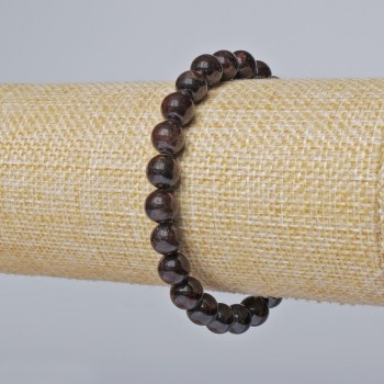 Náramek z granátu, hladké korálky, průměr 7,5 mm, délka 18 cm (elastický)