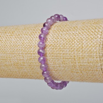Náramek z přírodního ametystu, hladké kuličky, průměr 6 mm, délka 18 cm, elastický