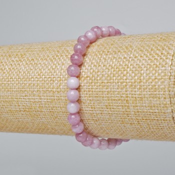 Náramek z kunzitu (umělý) hladká kulička, průměr 6 mm, délka 18 cm (elastický)