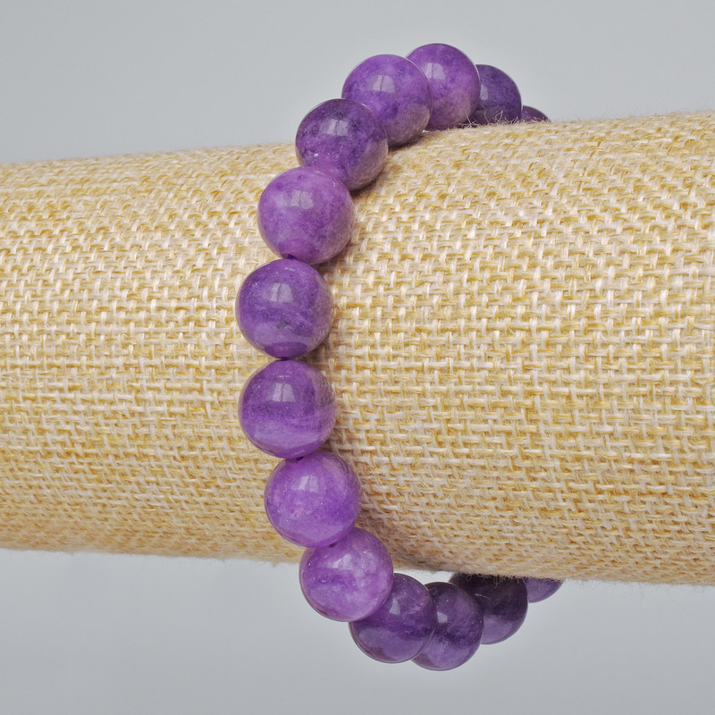 Náramek ze sugilitu, přírodní kámen, hladké kuličky, průměr 10,5 mm, délka 18 cm (+/-) (elastický)