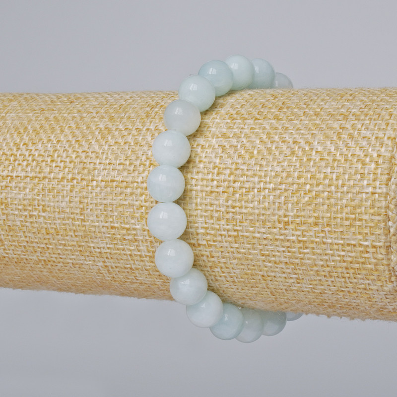 Náramek «Akvamarín» (umělý akryl) hladké korálky, průměr 8,5 mm, délka 18 cm ± (elastický)