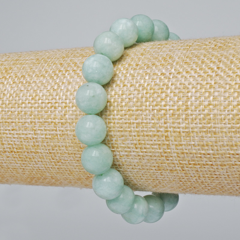 Náramek z amazonitu, přírodní, hladké kuličky, průměr 10 mm ±, délka 18 cm ± (elastický)