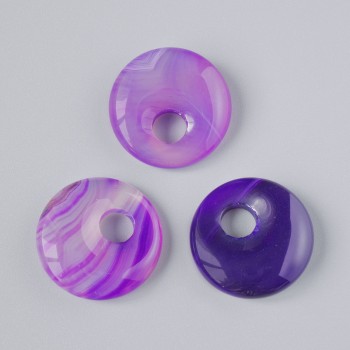 Přívěšek ve tvaru donutu z fialového achátu, přírodní kámen, průměr 18×5 mm, dírka 5 mm