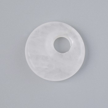 Přívěšek ve tvaru donutu z horského křišťálu, přírodní kámen, průměr 18×5 mm +/-, průměr otvoru 5 mm +/-