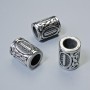 Korálková součástka Skandinávská runa, průměr 13x10 mm, díra 6 mm, stříbrná barva kovu, 1 ks