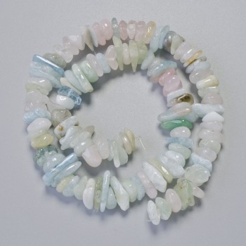 Morganitové korálky, přírodní kámen, drobná zrníčka, průměr 12×4 mm, délka 38 cm, na vlascu