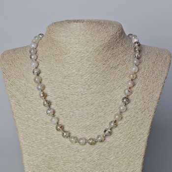 Náhrdelník achát dračí žíla – hladká kulička, průměr 8 mm, délka 45–48 cm