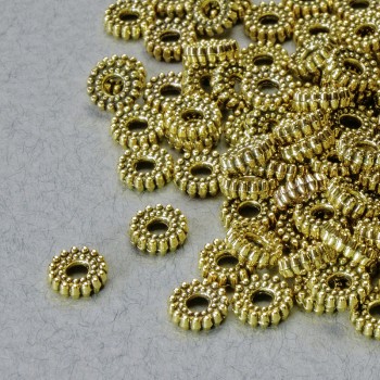 Bižuterní korálková vložka, průměr 2×6 mm, otvor o průměru 1,8 mm, zlatý odstín kovu, balení 20 g ± 116 ks