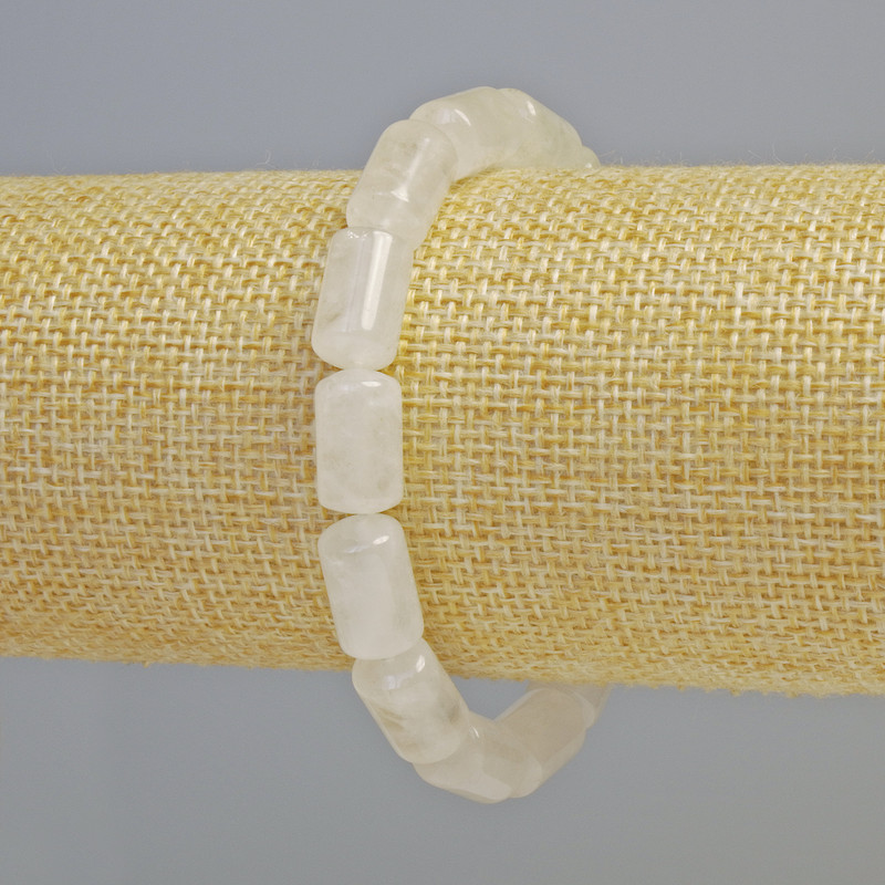 Náramek z horského křišťálu, cylindrický tvar, průměr 8×14 mm, elastický, délka 18 cm+