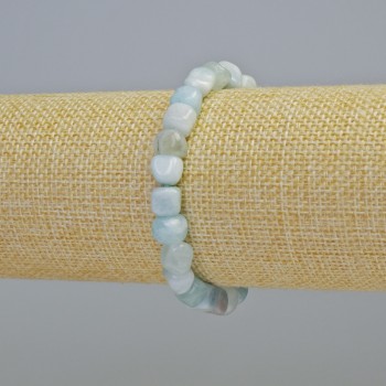 Náramek z přírodního akvamarínu, facetované korálky, průměr 7 mm ± (elastický), délka 18 cm