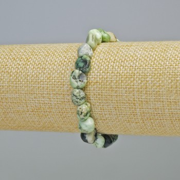 Náramek z valitu z přírodního kamene, brusované korálky, průměr cca 10 mm, elastický, délka 18 cm+