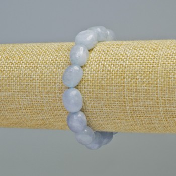 Náramek z přírodního akvamarínu, facetované korálky, průměr 10×12 mm ± (na gumičce), délka 18 cm+