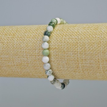 Náramek z mechového achátu, přírodní kámen, hladká kulička, průměr cca 6,5 mm, elastický, délka 18 cm
