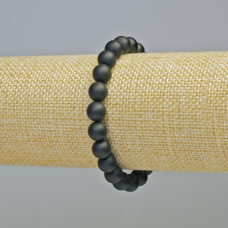 Náramek ze šungitu (umělý) – hladká korálka, průměr 8 mm ± (elastický), délka 18 cm ±