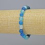 Náramek z modrého matného achátu, hladké kuličky, průměr 8 mm ± (elastický), délka 18 cm+