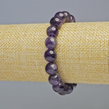 Náramek z ametystu, přírodní kámen, hladké kuličky o průměru cca 10,5 mm ±, délka 18 cm+