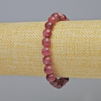 Náramek z rubelitu turmalínu, hladká kulička, průměr 8 mm ± (elastický), délka 18 cm+