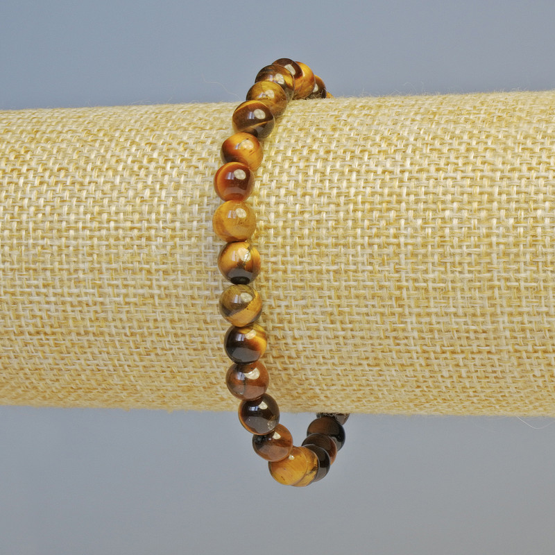 Náramek z tygřího oka, přírodní kámen, hladká kulička, průměr 6,5 mm ± (elastický), délka 18 cm+