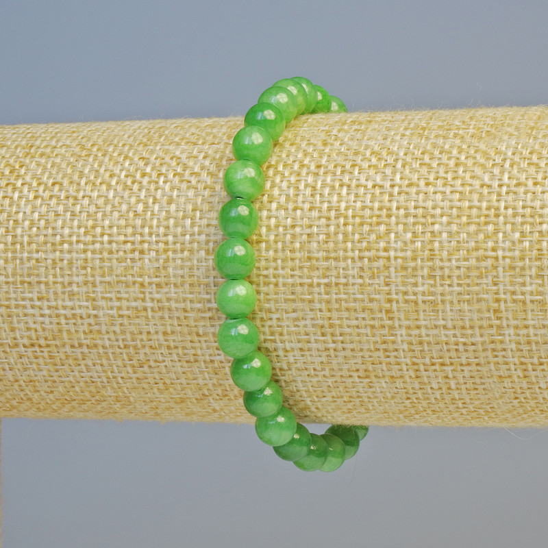 Náramek hrizopras (umělý akryl) na elastické šňůrce, hladká kulička, průměr 6,5 mm ±, délka 18 cm+