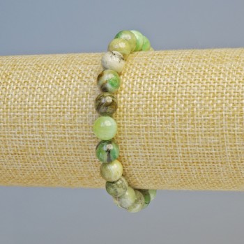 Náramek z umělého chrysoprasu (umělý akryl) hladké korálky, průměr 8,5 mm ± (streč), délka 18 cm+
