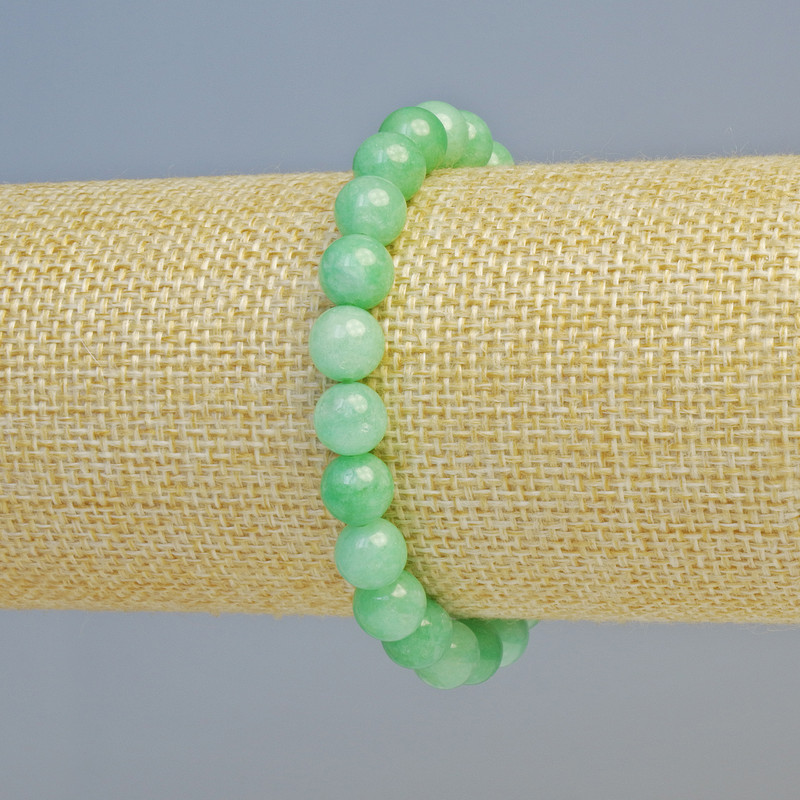Náramek z amazonitu, přírodní kámen, hladká kulička, průměr 8 mm ± (elastický), délka 18 cm+