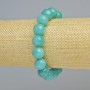 Náramek z akvamarínu, přírodní kámen, hladká kulička, průměr 12 mm ± (elastický), délka 18 cm+