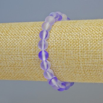 Náramek z opálového skla – hladké kuličky, fialový matový chameleon, průměr cca 8 mm ± (elastický), délka 18 cm+