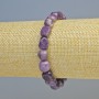 Náramek z lepidolitu, přírodní kámen, fasetované korálky, průměr 11–12×8–9 mm, ±5 mm (elastická báze), délka 18 cm+