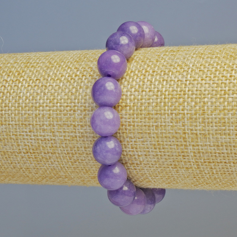 Náramek z lepidolitu (stlačené) hladké kuličky, průměr 10,5 mm +/- (na gumičce), délka 18 cm+