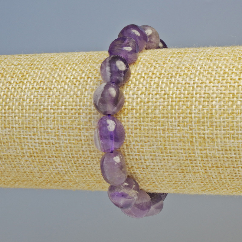 Náramek z přírodního ametystu, facetované korálky, průměr 11×12 mm ± (elastický), délka 18 cm+
