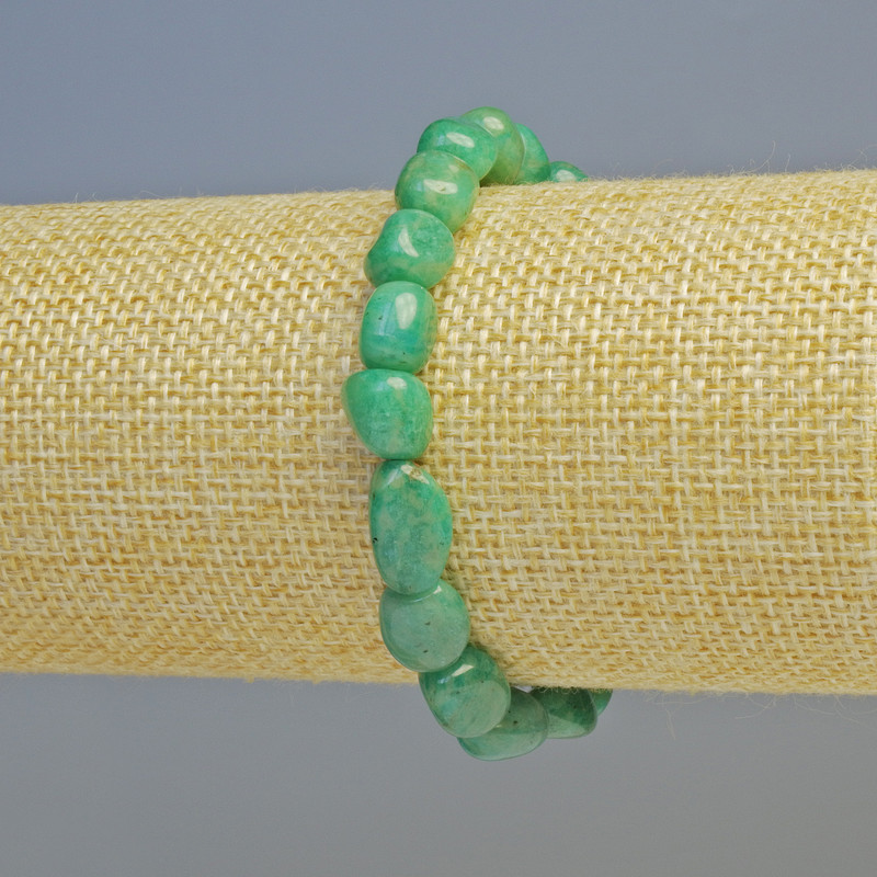 Náramek z amazonitu – přírodní kámen, facettované korálky, průměr 9×11 mm ± (elastický), délka 18 cm+
