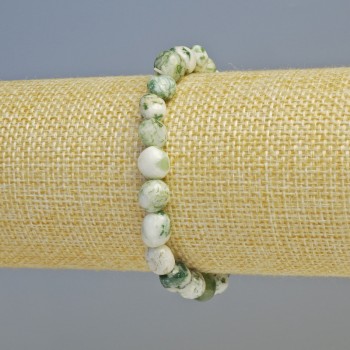 Náramek z mechového achátu, přírodní kámen, broušené korálky, průměr 8×9 mm ± (elastický), délka 18 cm+