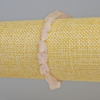 Náramek z růžového křemene, přírodní neopracovaný kámen, galetové korálky, průměr od 8×10 do 12×17 mm ± (na pružence), délka 18 cm+