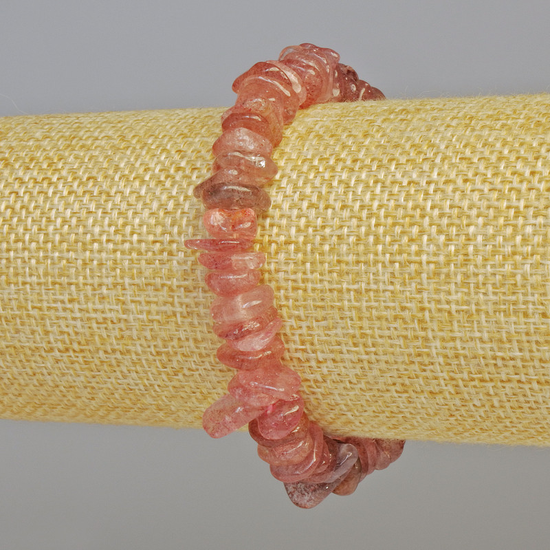 Náramek z růžového křemene, přírodní kámen, drobné částečky křemene, průměr 10×3 mm ± (elastický), délka 18 cm+
