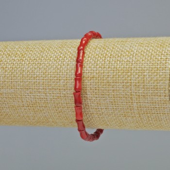 Náramek z přírodního korálu, sloupcový tvar, průměr 4×8 mm ± (elastický), délka 18 cm+