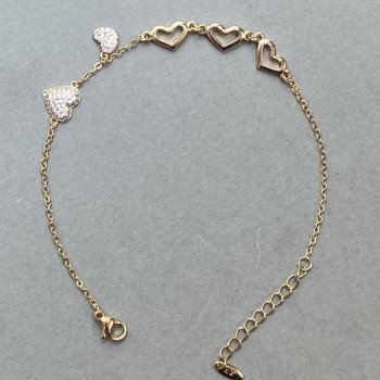 Náramek 'Srdce' Xuping s pozlacením 18K, délka 18×21 cm ±, tloušťka 1,5 mm se štrasami